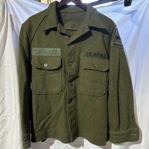 Vintage US Army Wool Field Shirt OG-108 3rd Armored Div SZ Med